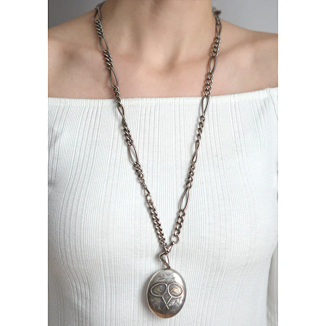 Victorian Sterling Aesthetic Movement Mixed Metals Locket - Image 6