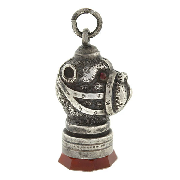 Victorian Sterling & Carnelian Seal Dog Fob/Pendant - Image 2