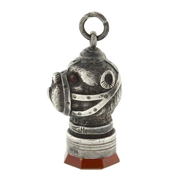 Victorian Sterling & Carnelian Seal Dog Fob/Pendant - Image 4