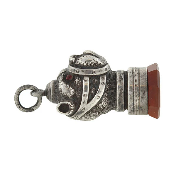 Victorian Sterling & Carnelian Seal Dog Fob/Pendant - Image 5