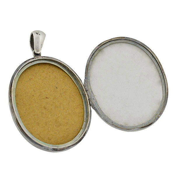 Victorian Sterling & Enamel Painted Flowers Locket - Image 5