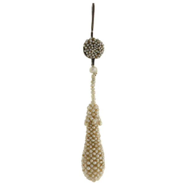 Victorian Sterling Natural Pavé Seed Pearl Teardrop Earrings - Image 2