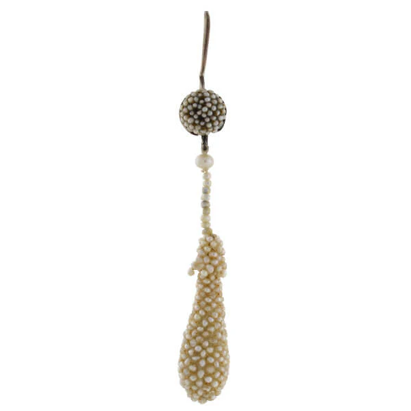 Victorian Sterling Natural Pavé Seed Pearl Teardrop Earrings - Image 3