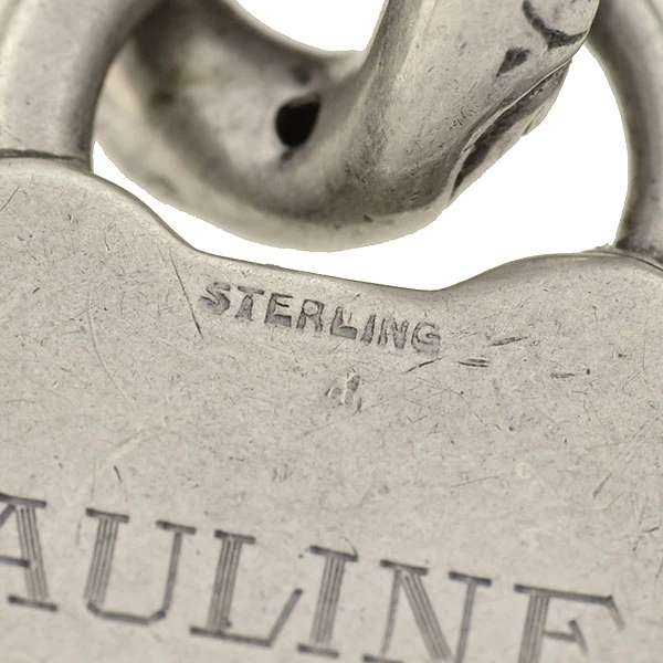Victorian Sterling Repousse Link Bracelet with Padlock Heart Clasp - Image 6