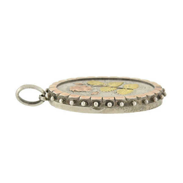 Victorian Sterling Silver Mixed Metals Flower Locket - Image 5