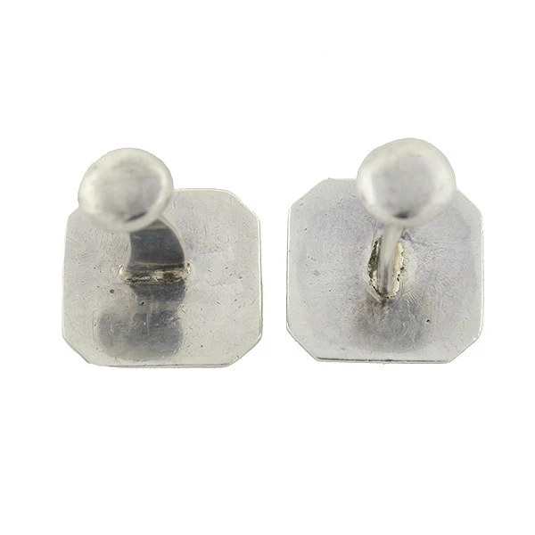 Vintage Sterling & Enamel Checkerboard Cufflinks - Image 5