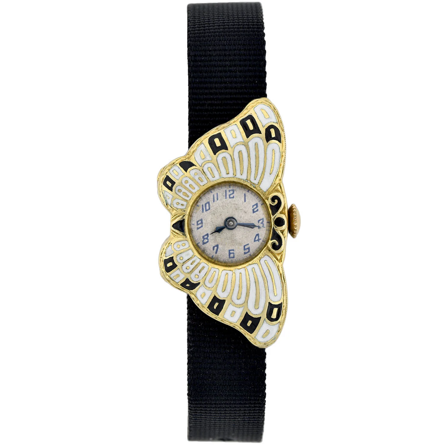 Vintage Sunset Watch Co. Gold Tone Enameled Butterfly Watch
