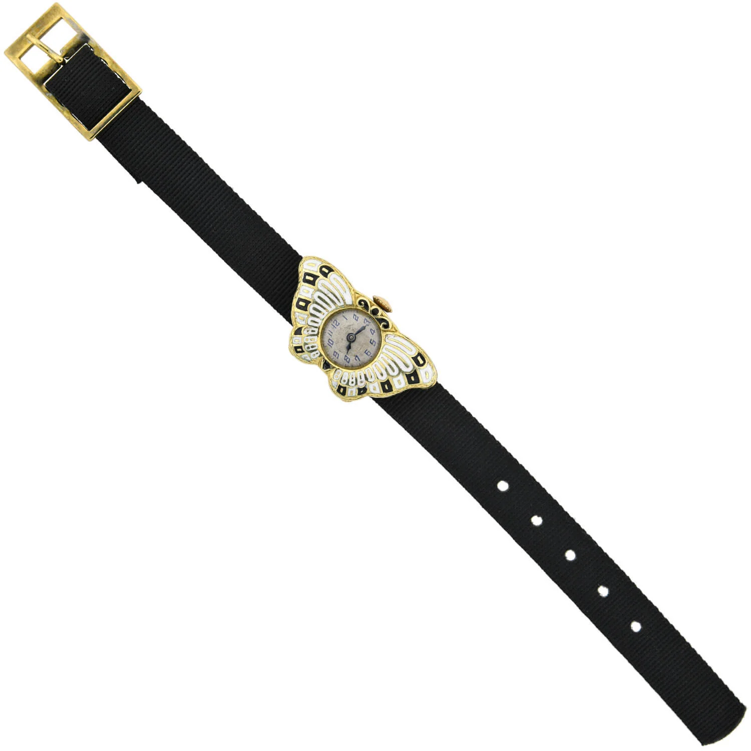 Vintage Sunset Watch Co. Gold Tone Enameled Butterfly Watch - Image 2