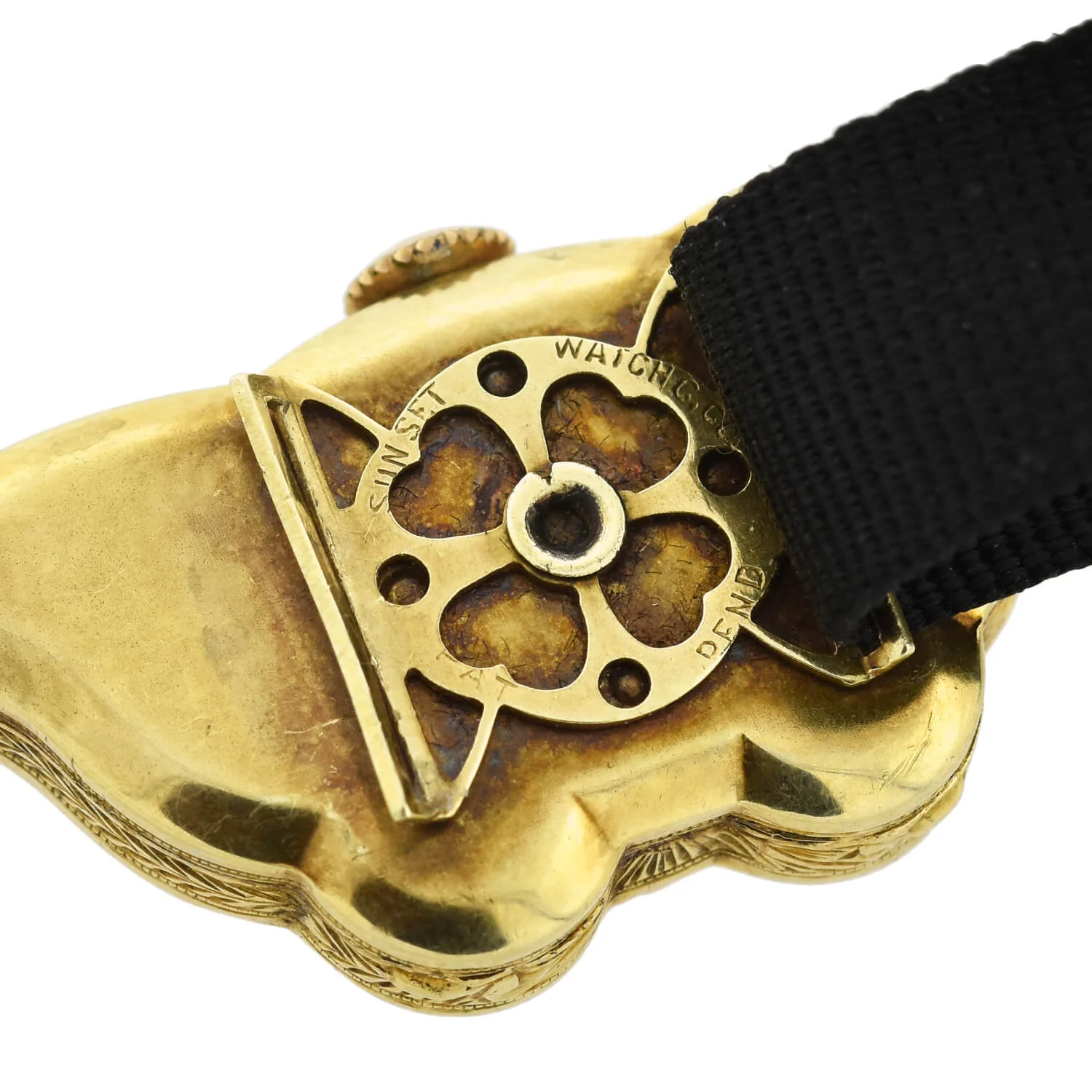 Vintage Sunset Watch Co. Gold Tone Enameled Butterfly Watch - Image 5