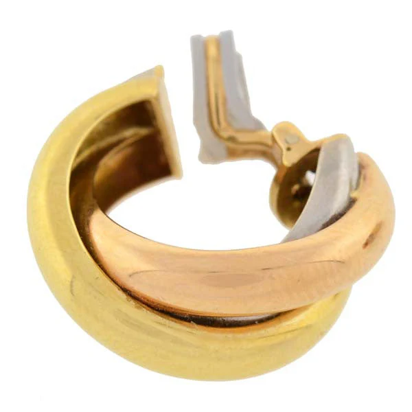 CARTIER 18K Estate 3-Tone Trinity Hoop Clip Earrings - Image 2