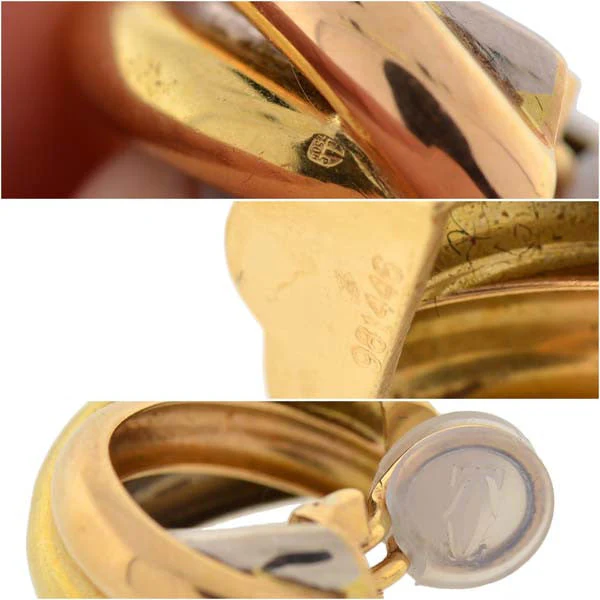 CARTIER 18K Estate 3-Tone Trinity Hoop Clip Earrings - Image 5
