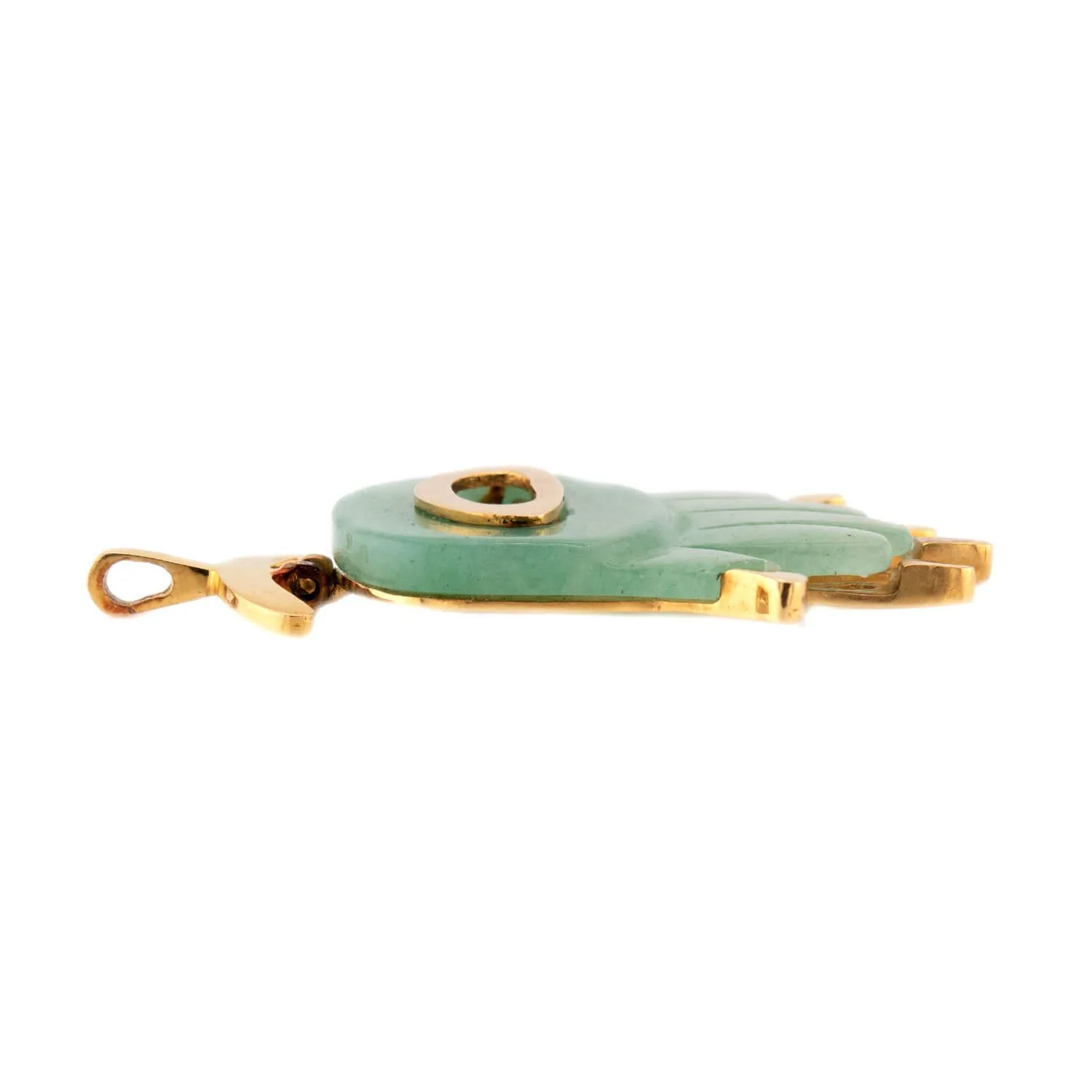 ALDO CIPULLO Vintage 18k Jade Hamsa Hand Pendant - Image 2