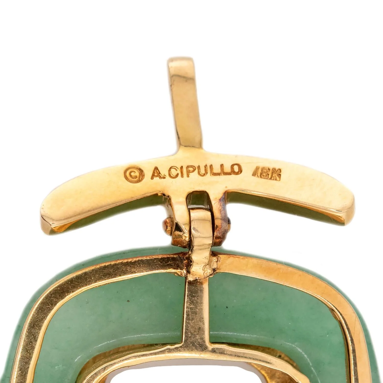 ALDO CIPULLO Vintage 18k Jade Hamsa Hand Pendant - Image 4
