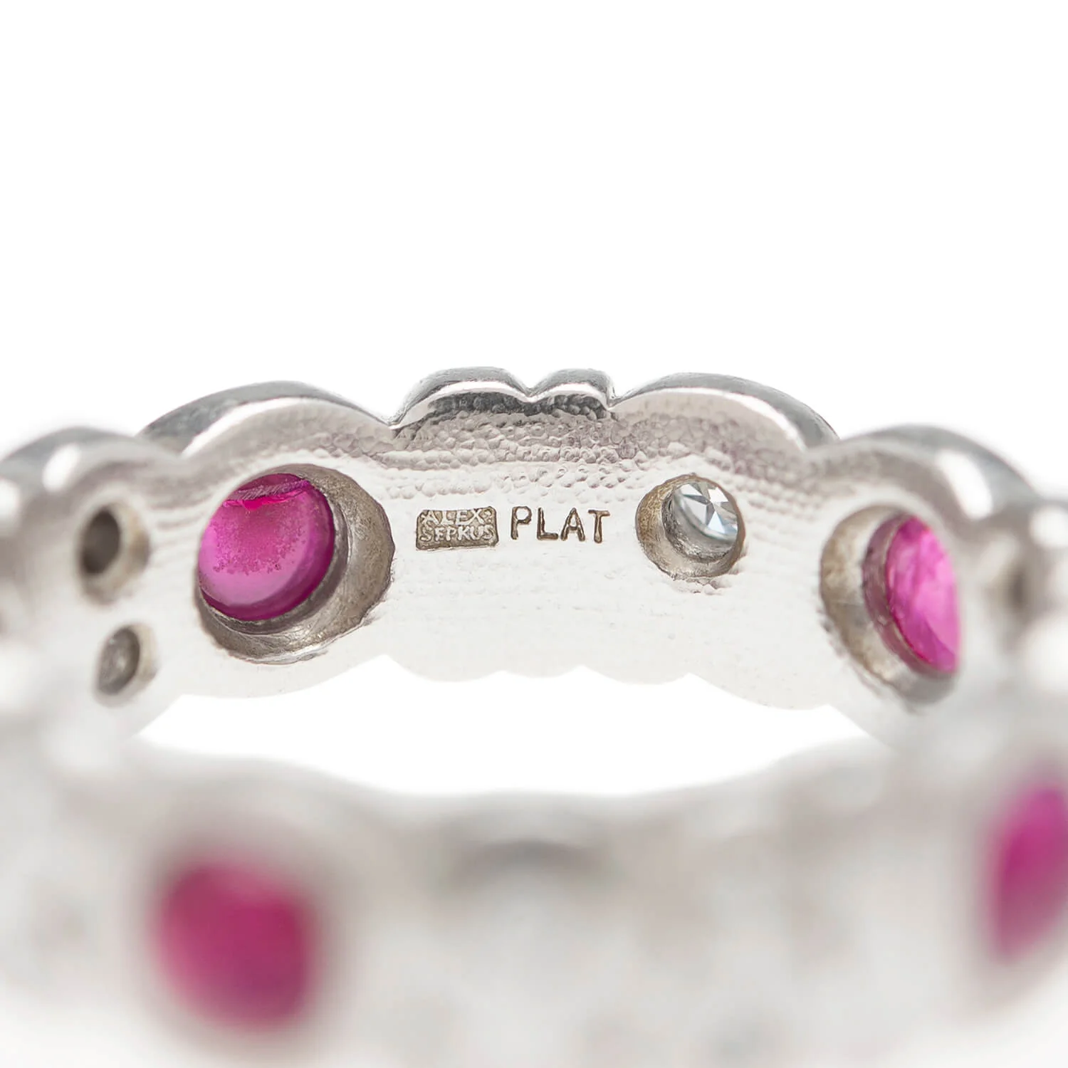 ALEX SEPKUS Estate Platinum Ruby & Diamond Eternity Band - Image 5