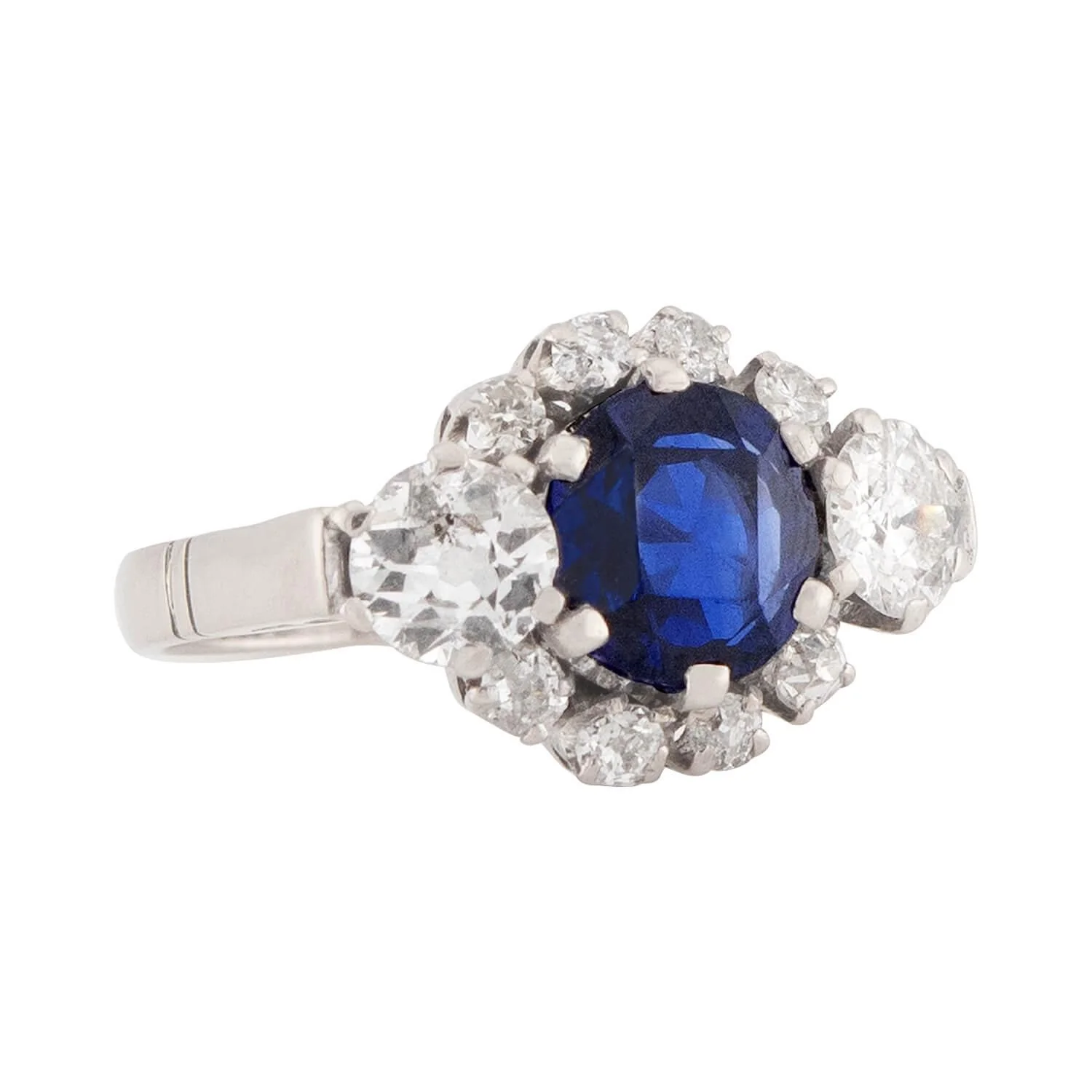 Art Deco 14k AGL Sapphire and Diamond Ring - Image 2