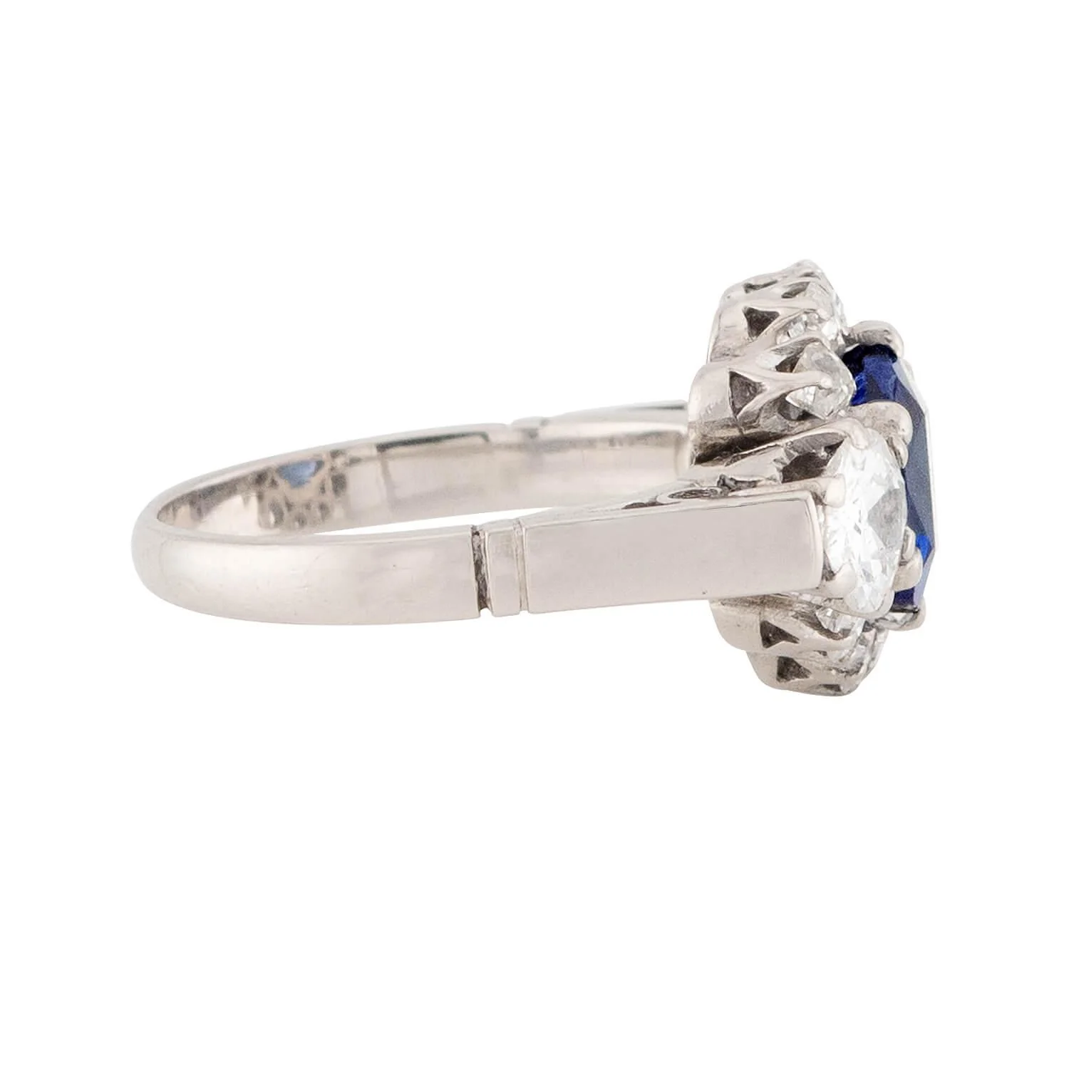 Art Deco 14k AGL Sapphire and Diamond Ring - Image 3