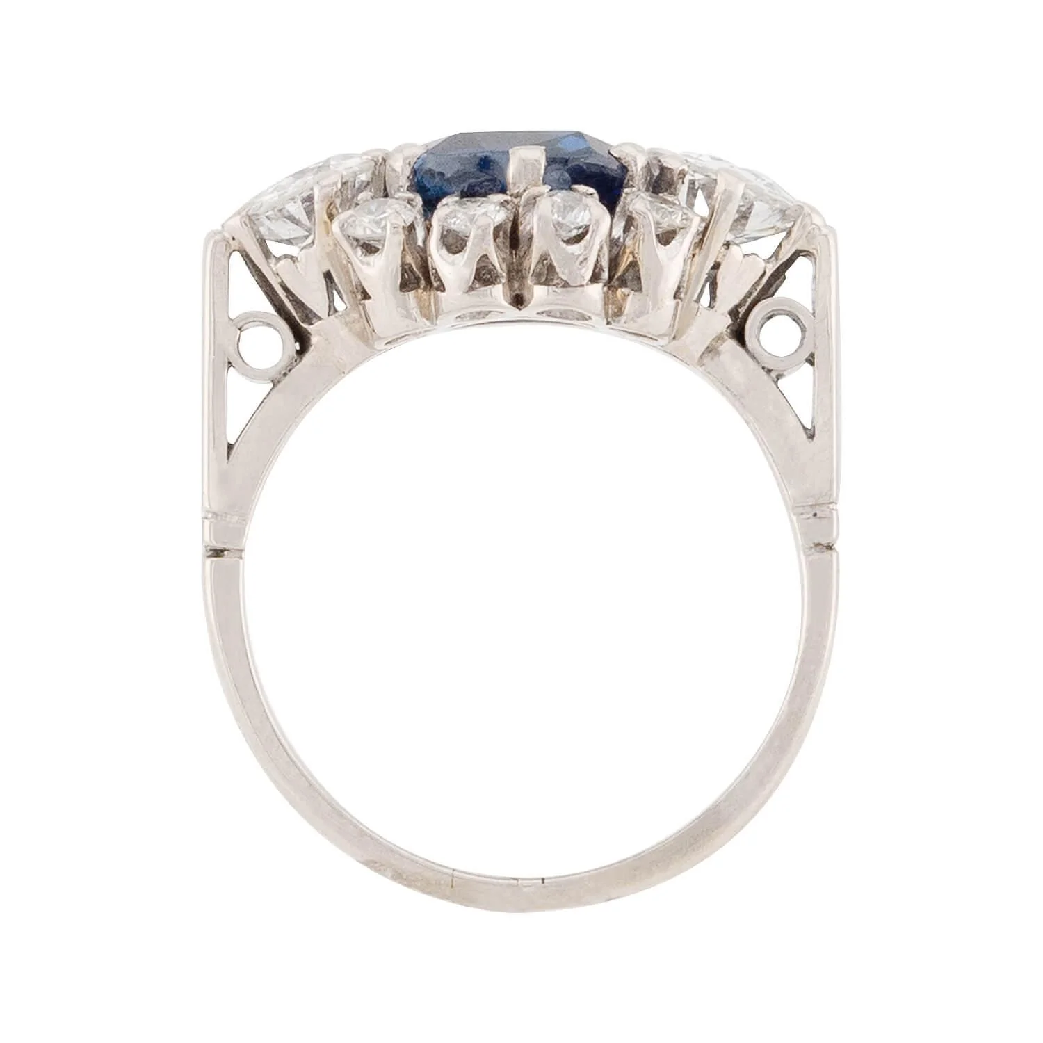 Art Deco 14k AGL Sapphire and Diamond Ring - Image 4