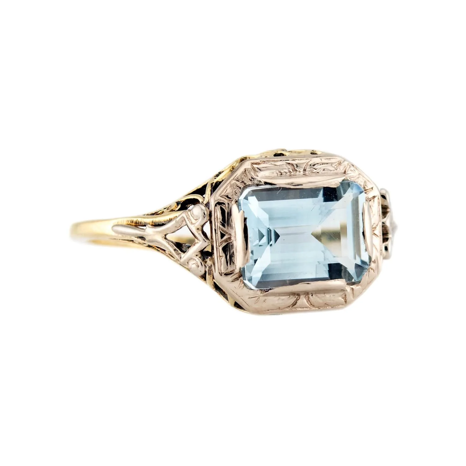 Art Deco 14k Aqua Ring - Image 2