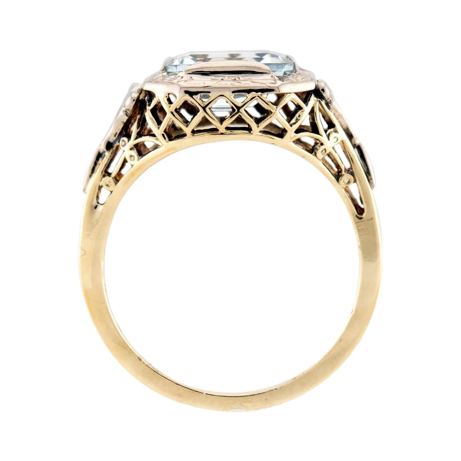 Art Deco 14k Aqua Ring - Image 4