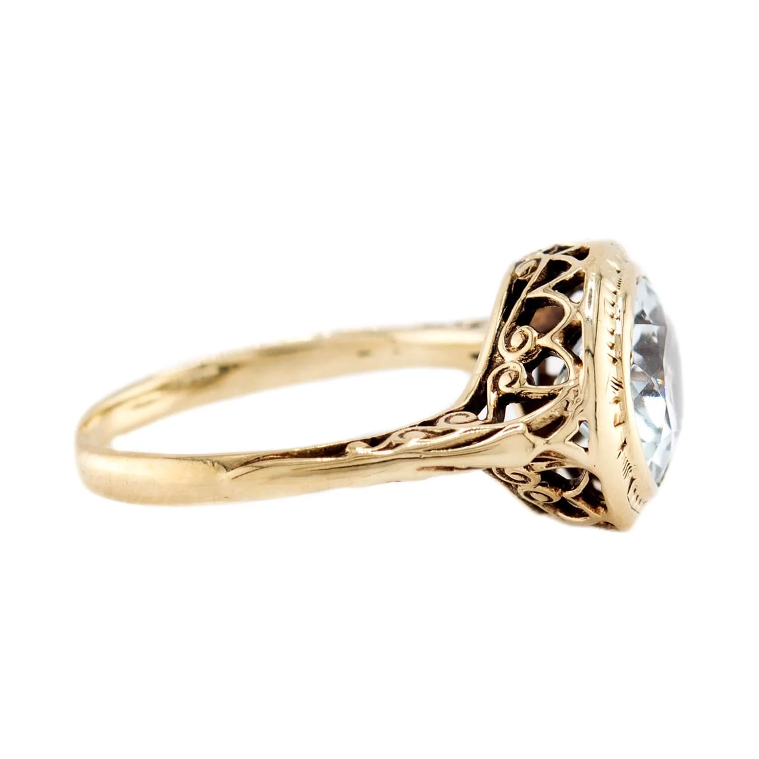 Art Deco 14k Aqua Ring - Image 3
