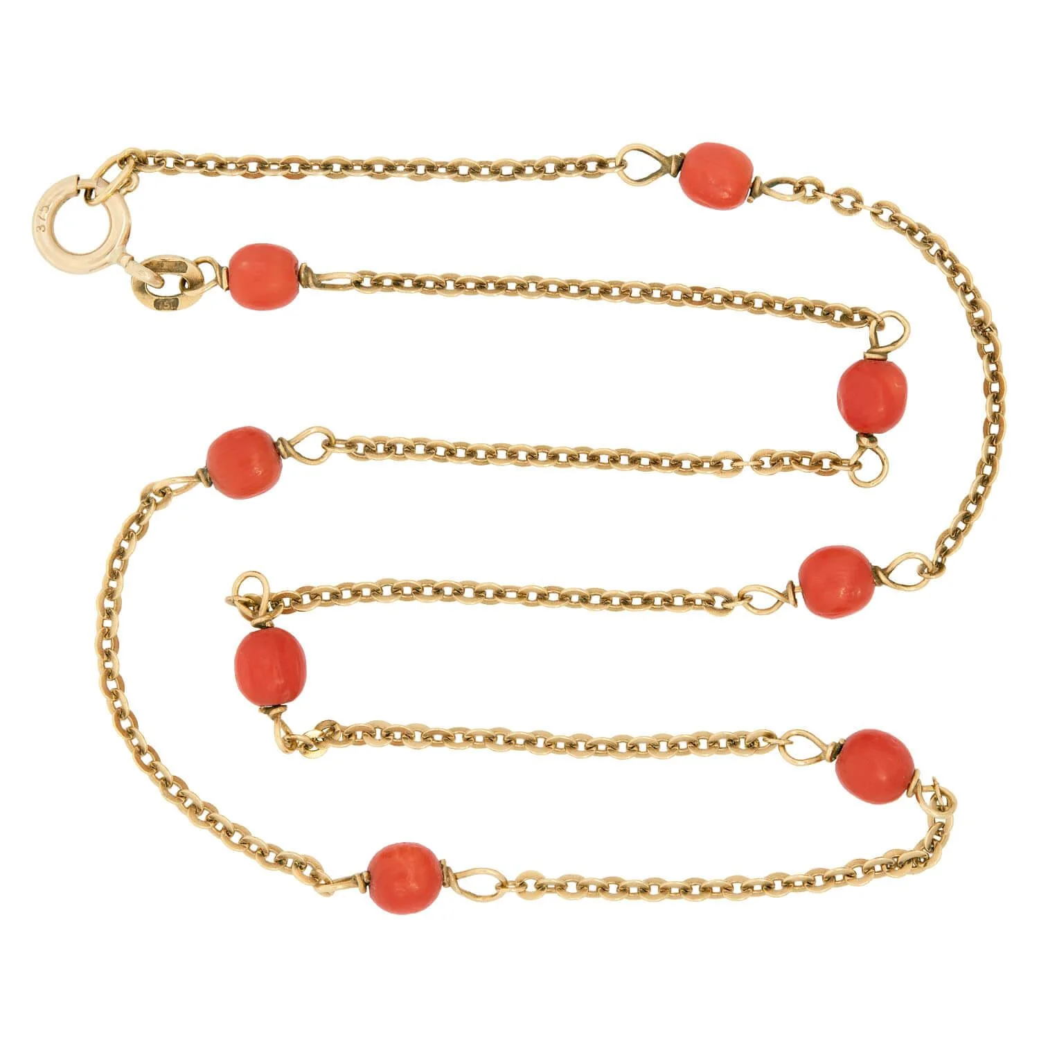 Art Deco 14k Coral Bead Necklace - Image 2