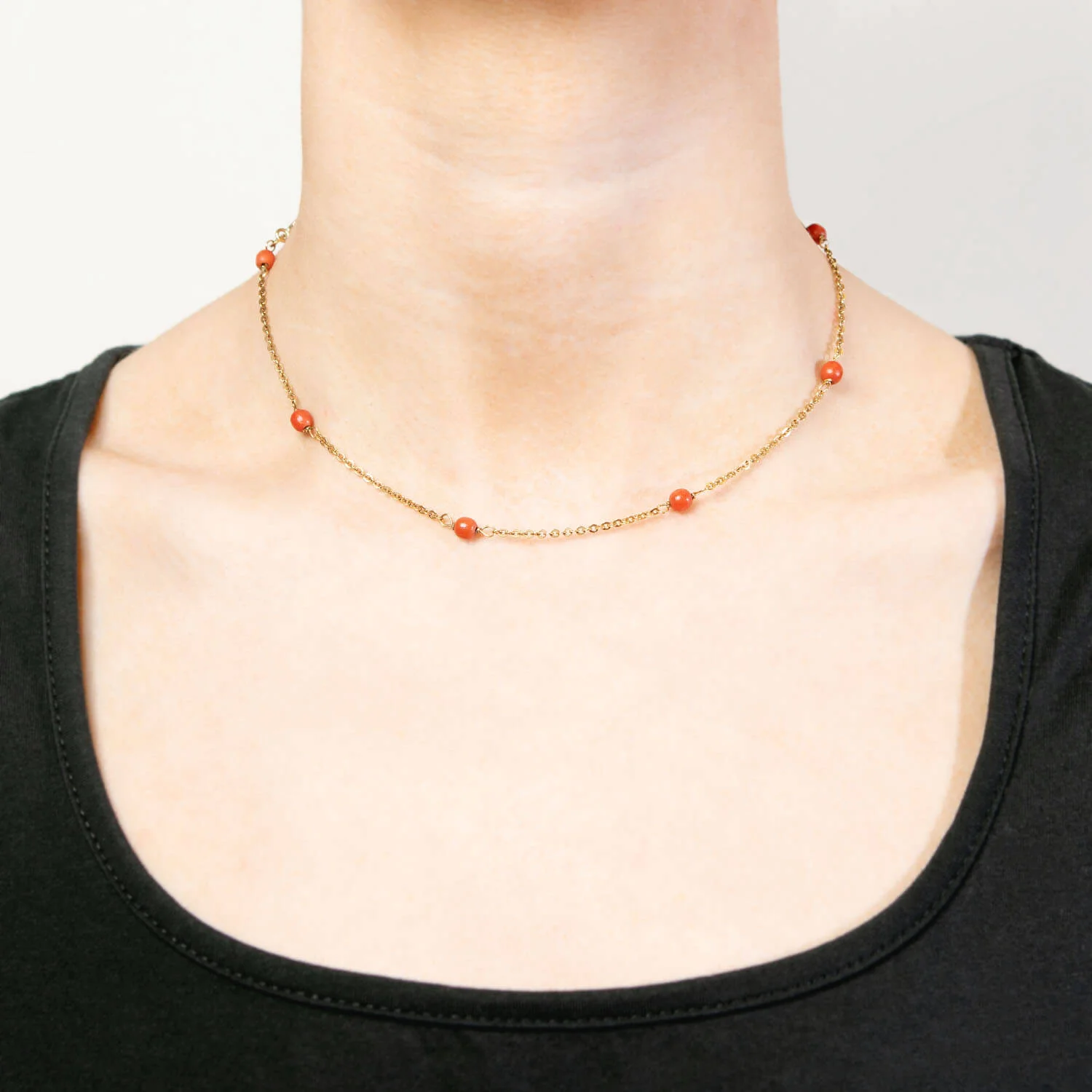 Art Deco 14k Coral Bead Necklace - Image 6