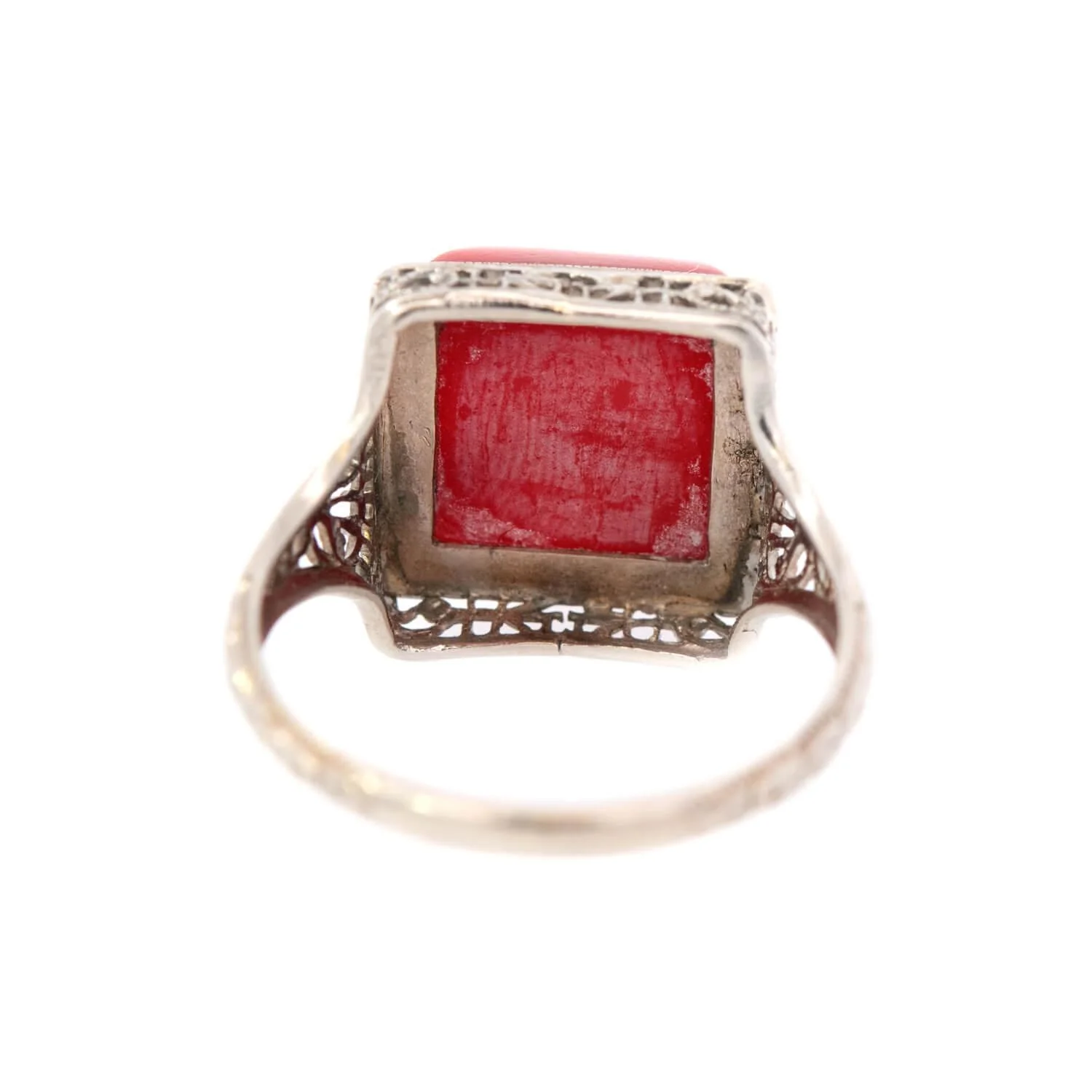Art Deco 14k Coral Bullet Cabochon Ring - Image 5