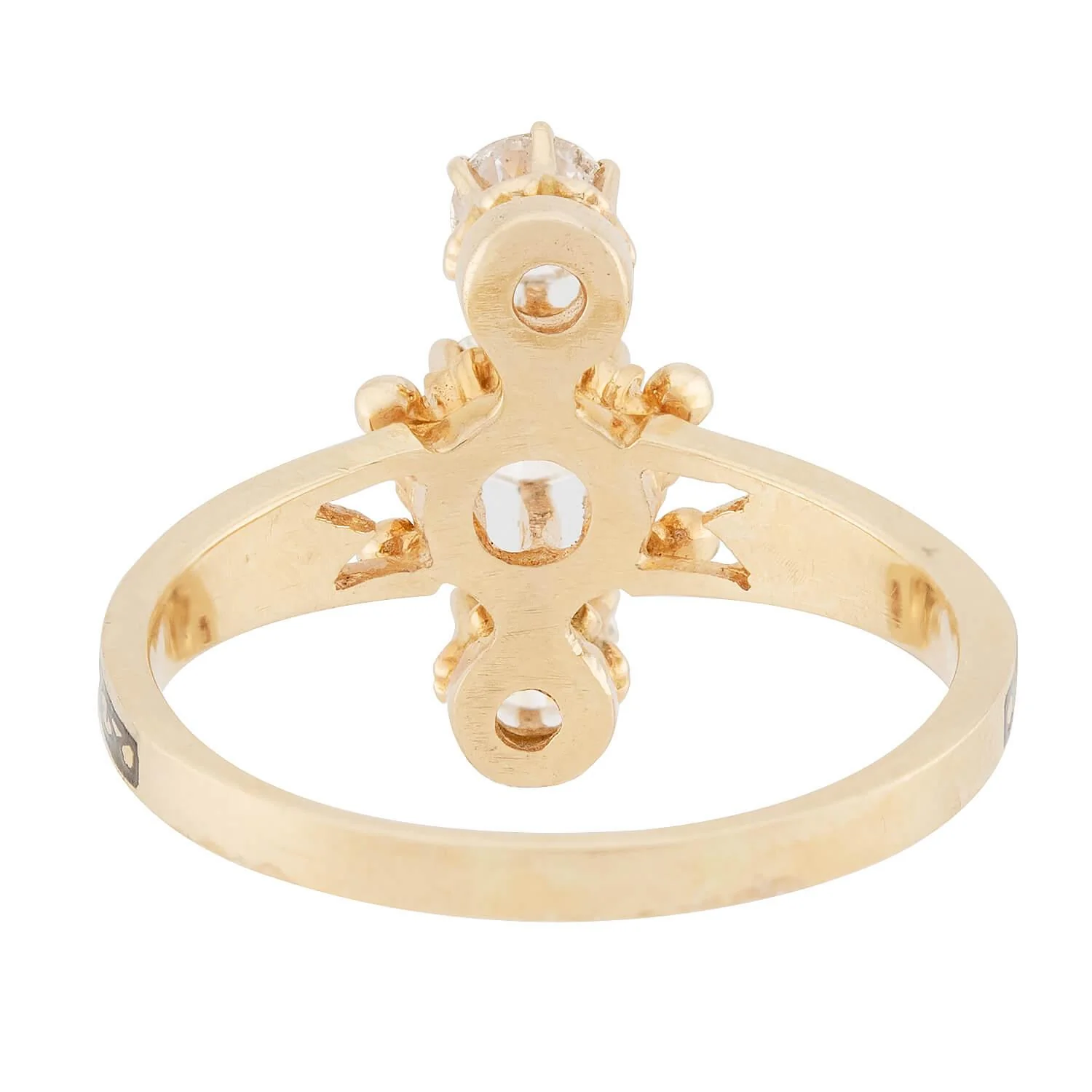 Art Deco 14k Diamond Enameled Navette Ring - Image 4