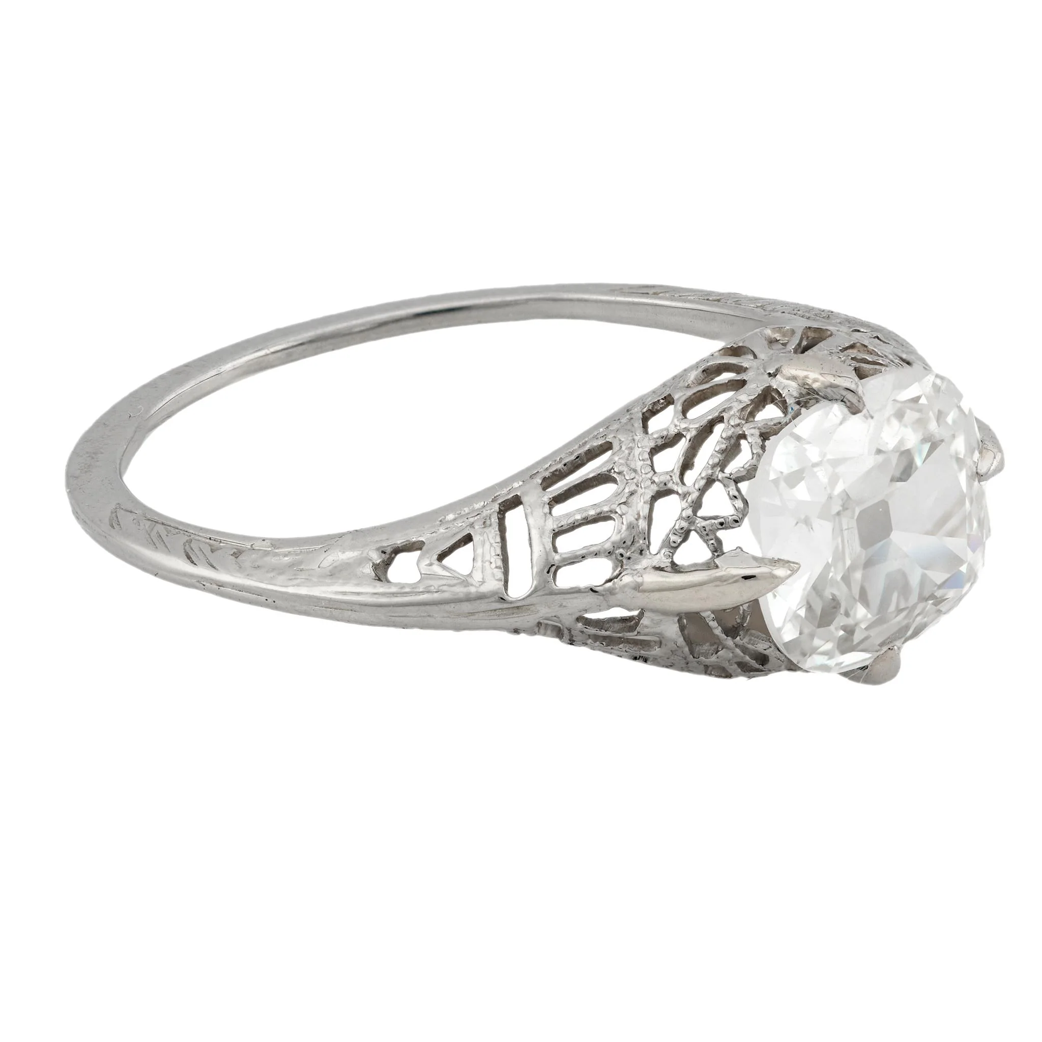 Art Deco 14k Peruzzi Diamond Engagement Ring 1.20ct - Image 3
