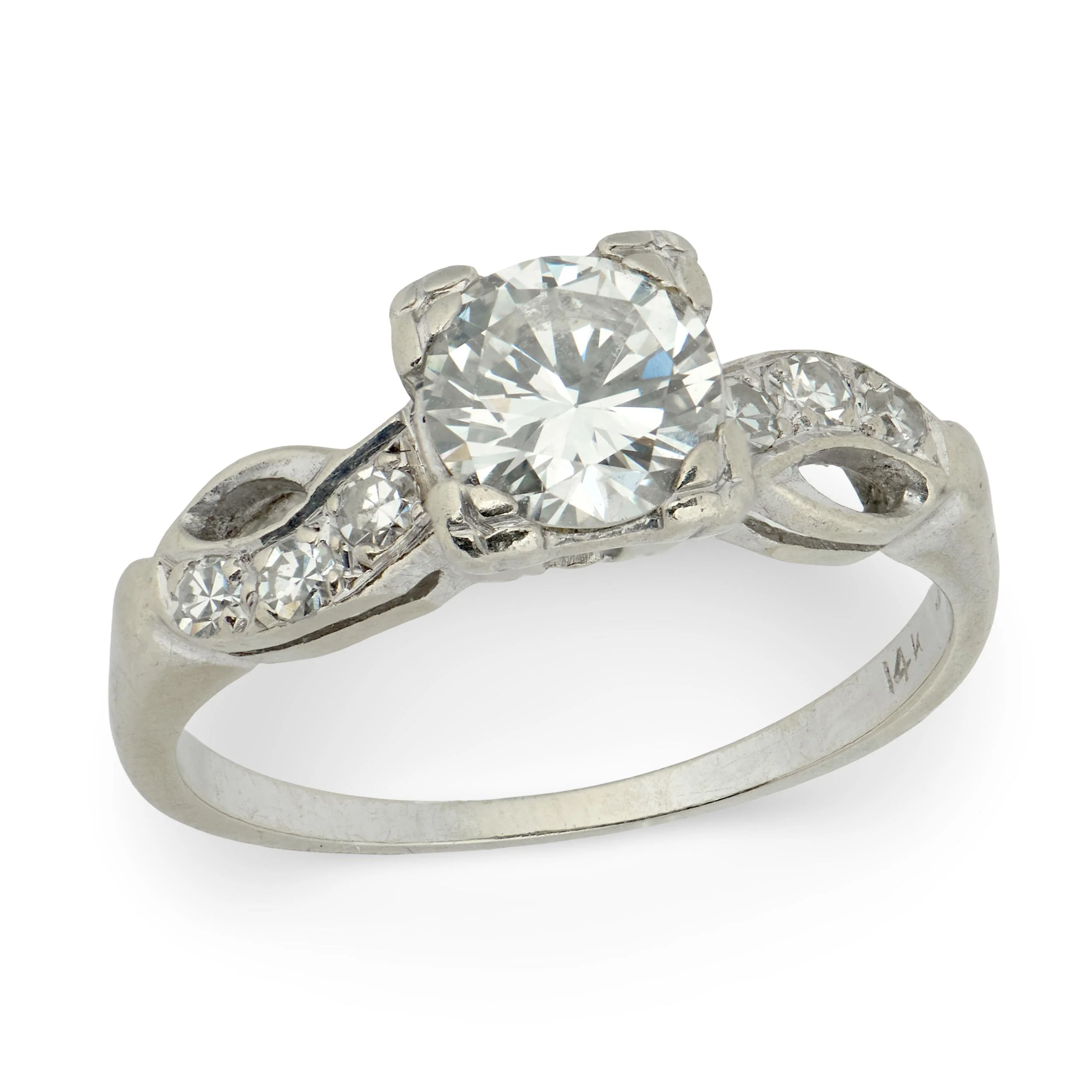 Art Deco 14k Diamond Engagement Ring .70ct