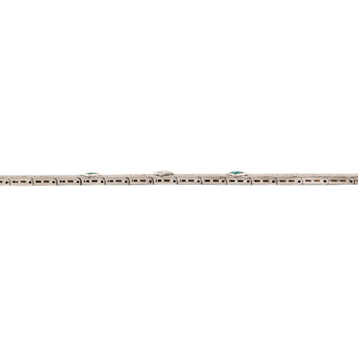 Art Deco 14k "Emerald" & Diamond Line Bracelet - Image 2