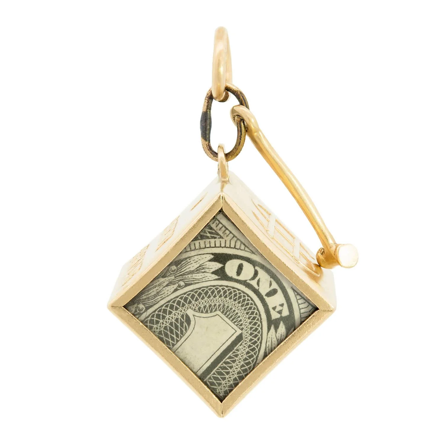 Art Deco 14k "In Case of Emergency Break Glass" Dollar Charm - Image 2