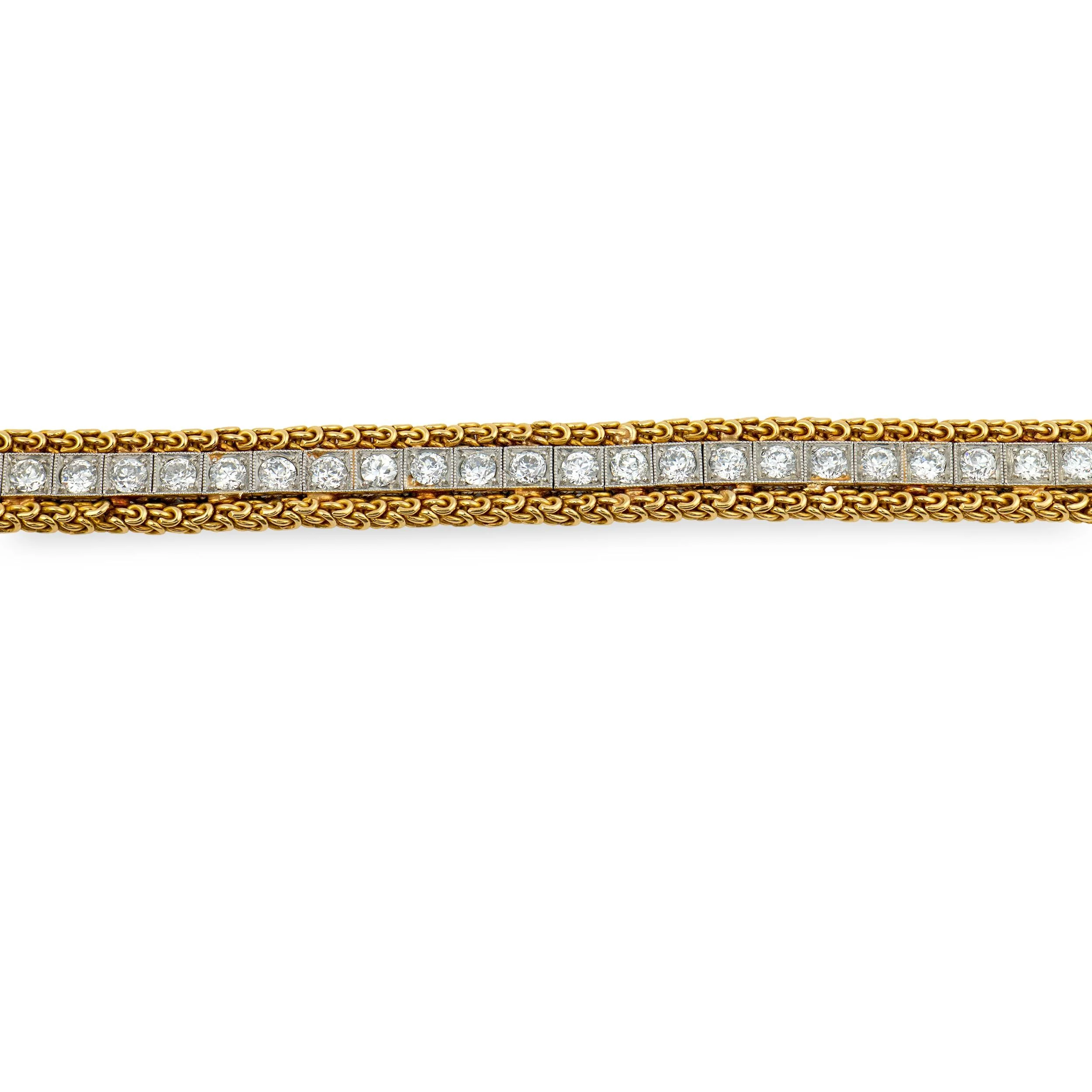 Art Deco 14k/Platinum Diamond Line Bracelet - Image 2