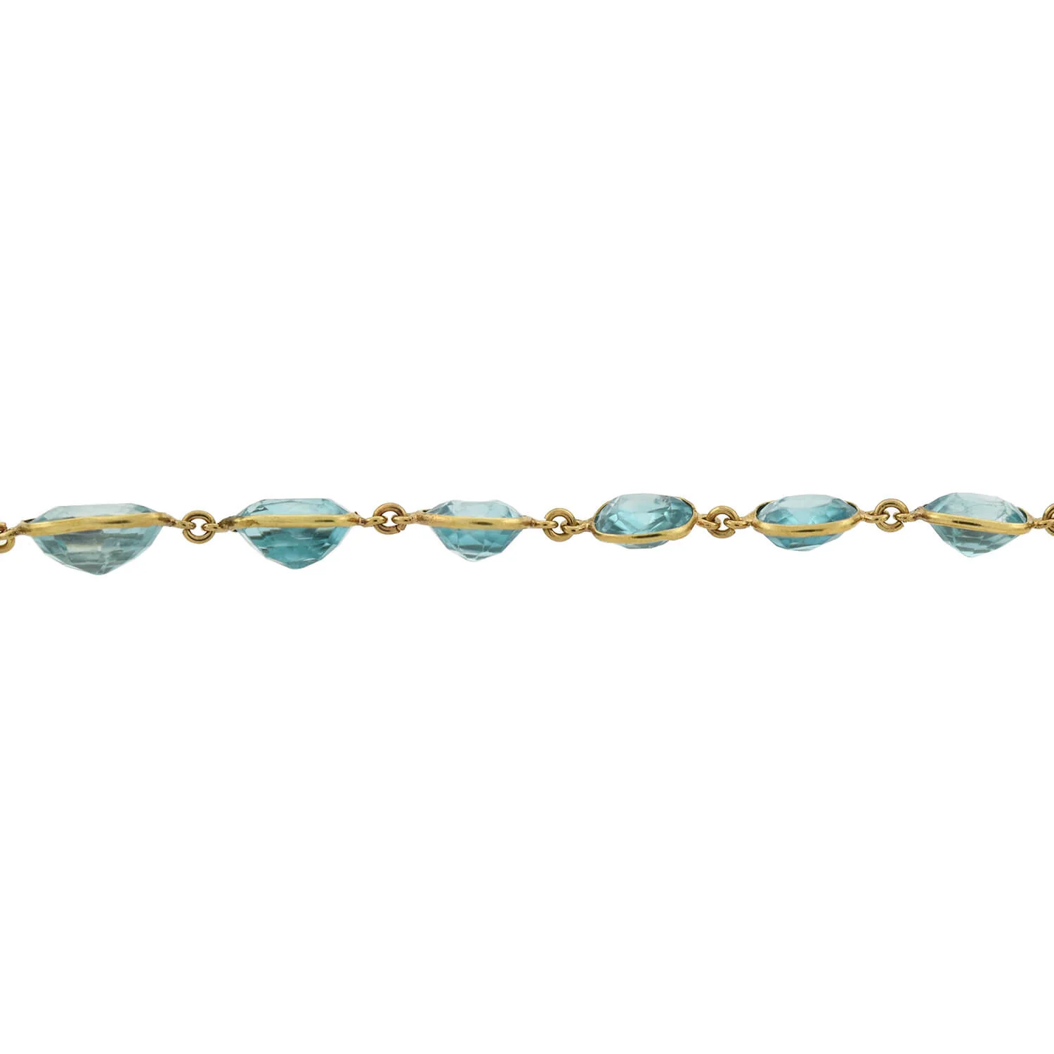 Art Deco 14kt Natural Blue Zircon Link Necklace 115.00ctw - Image 5