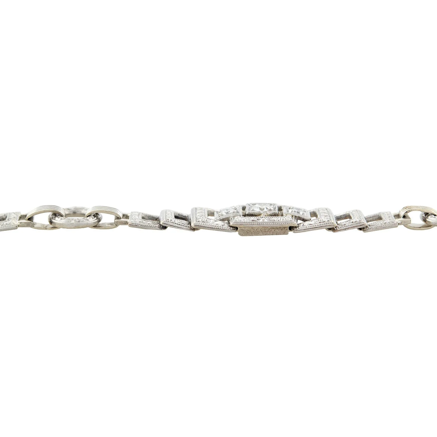 Art Deco 14kt/Platinum + Diamond Bracelet 0.90ctw - Image 3