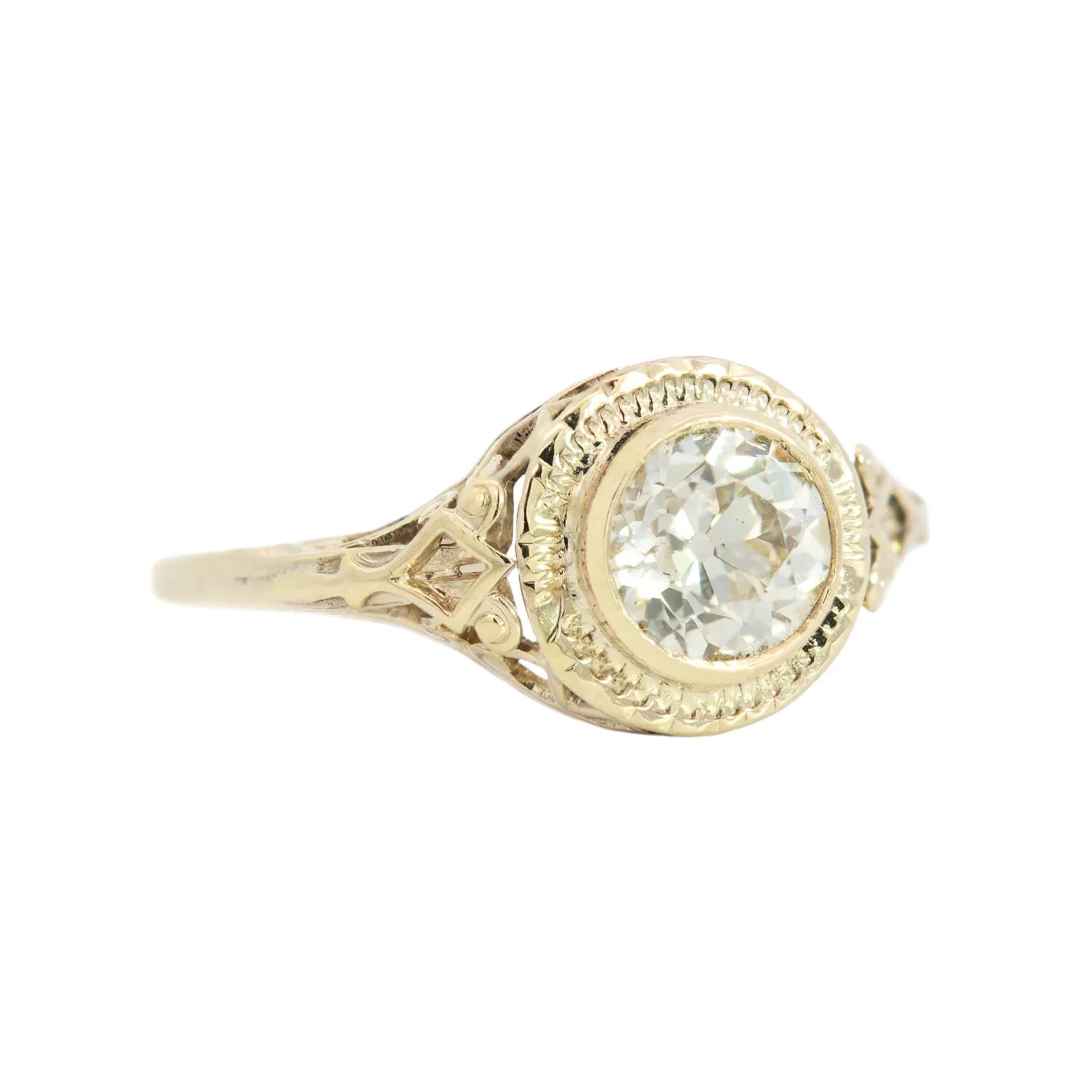 Art Deco 14kt Yellow Gold Diamond Engagement Ring 1.11ct - Image 2