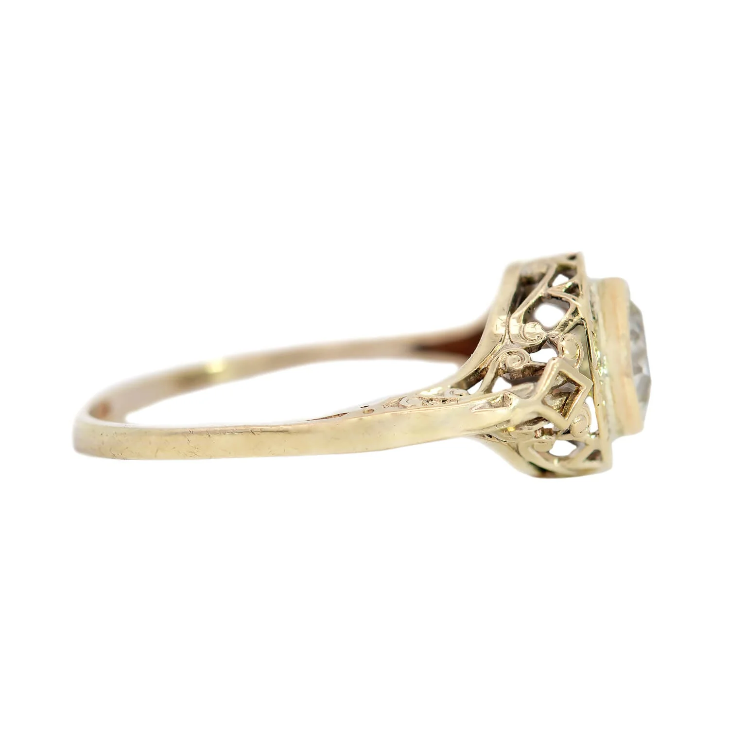 Art Deco 14kt Yellow Gold Diamond Engagement Ring 1.11ct - Image 3
