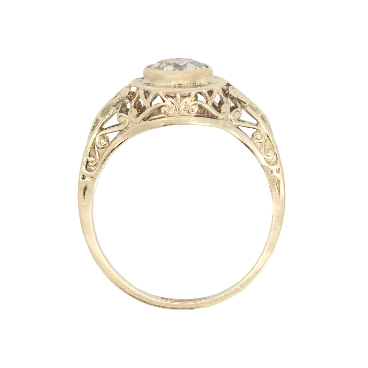 Art Deco 14kt Yellow Gold Diamond Engagement Ring 1.11ct - Image 4