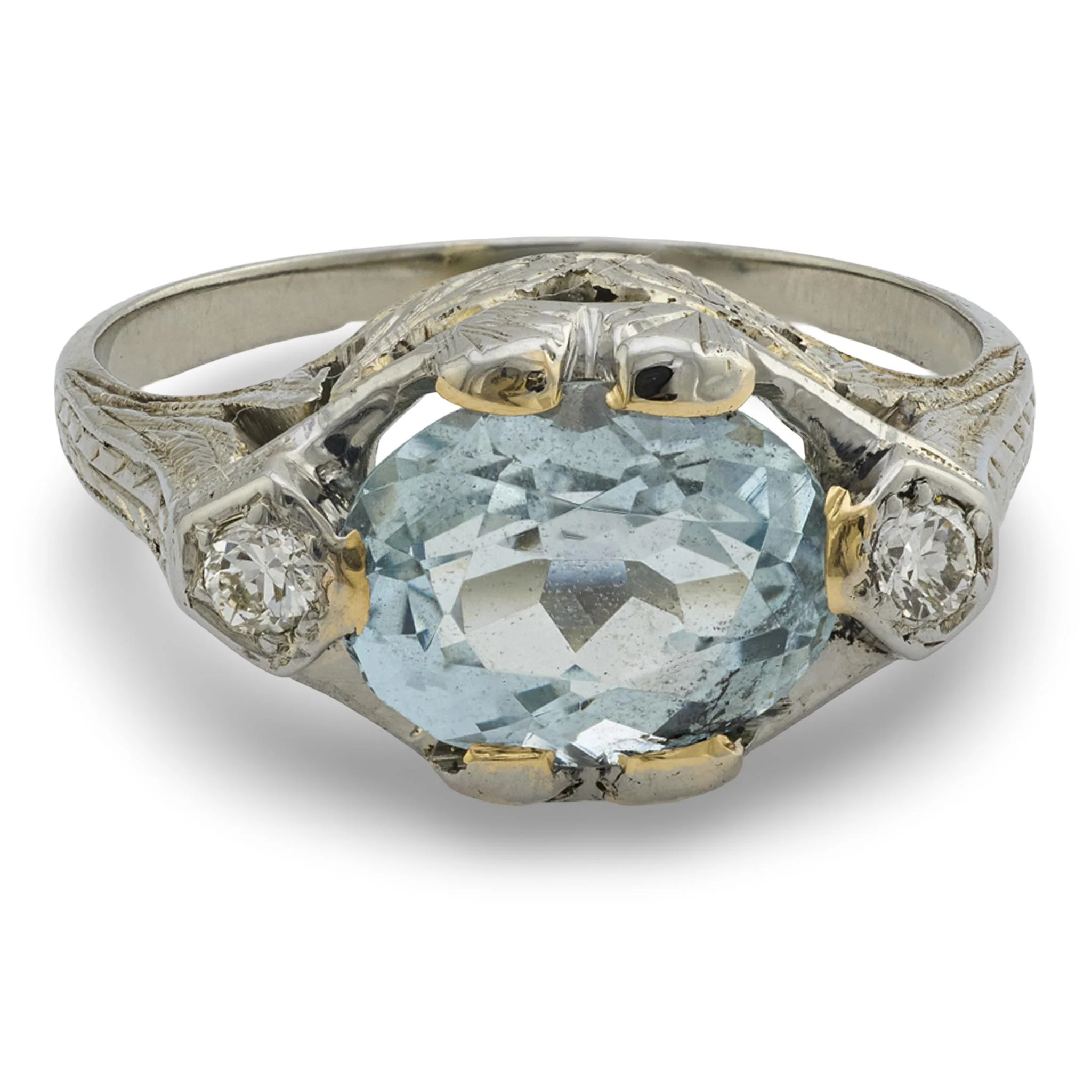 Art Deco 18k Aqua Ring - Image 2