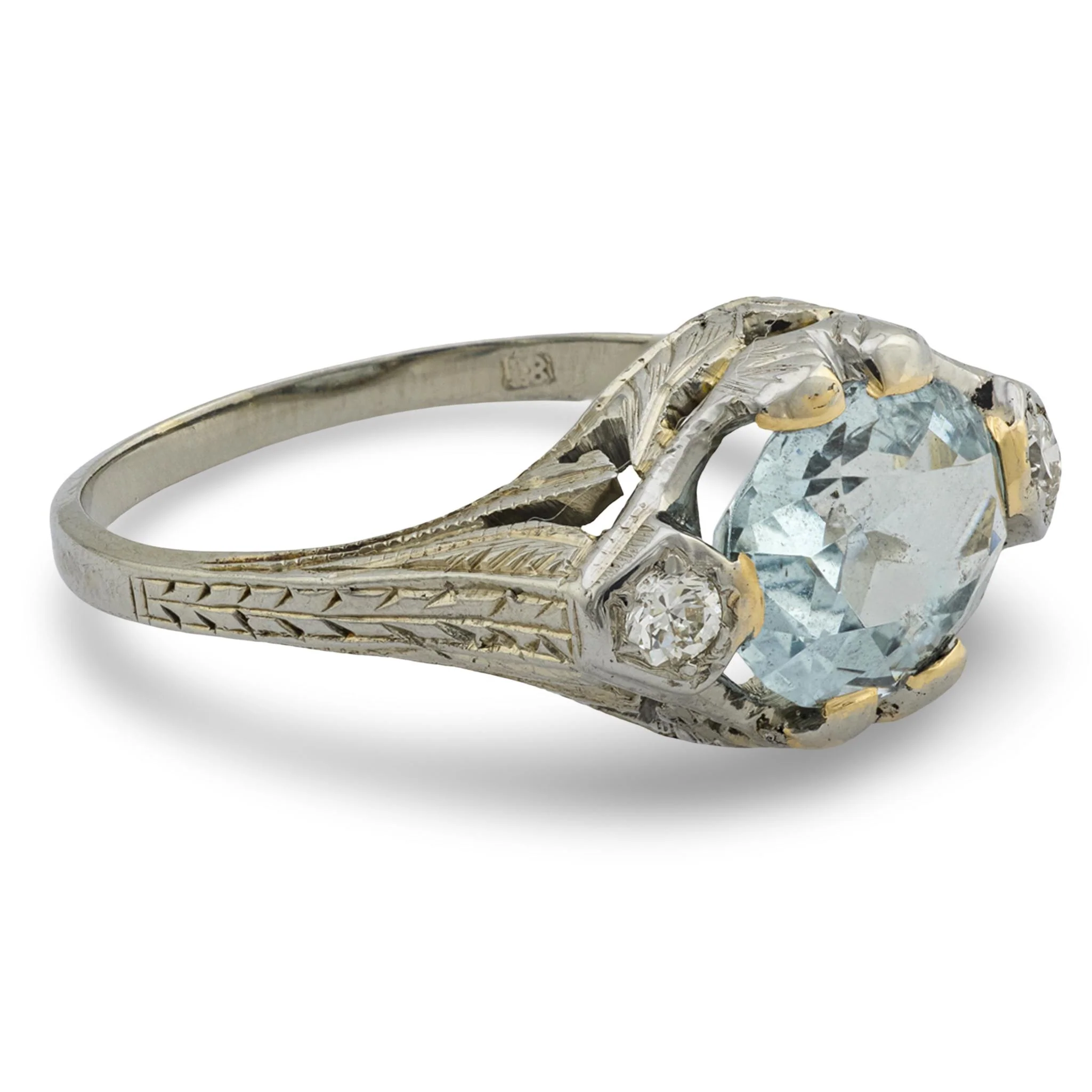 Art Deco 18k Aqua Ring - Image 3