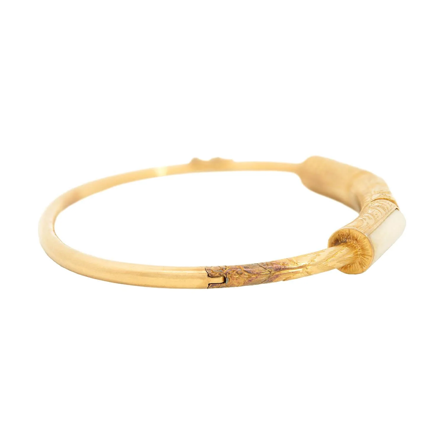 Art Deco 18k Bone, Lapis, and Jasper Bangle - Image 4