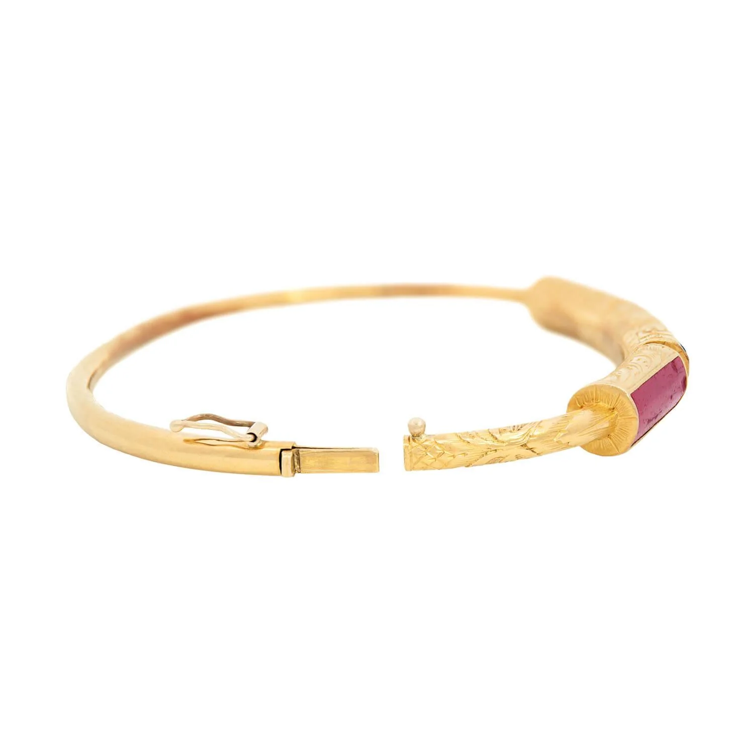 Art Deco 18k Bone, Lapis, and Jasper Bangle - Image 5