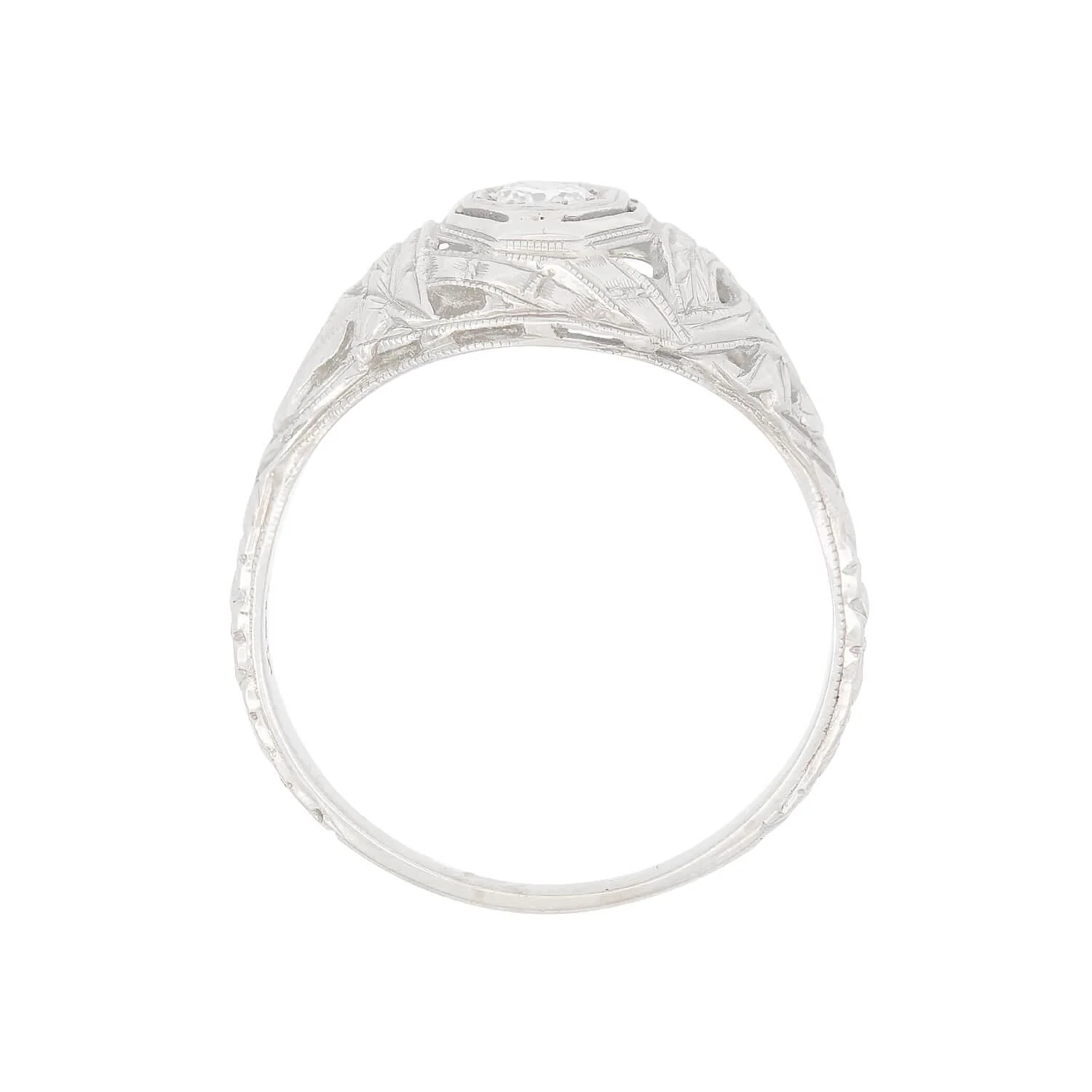 Art Deco 18k Diamond Engagement Ring 0.20ct - Image 4