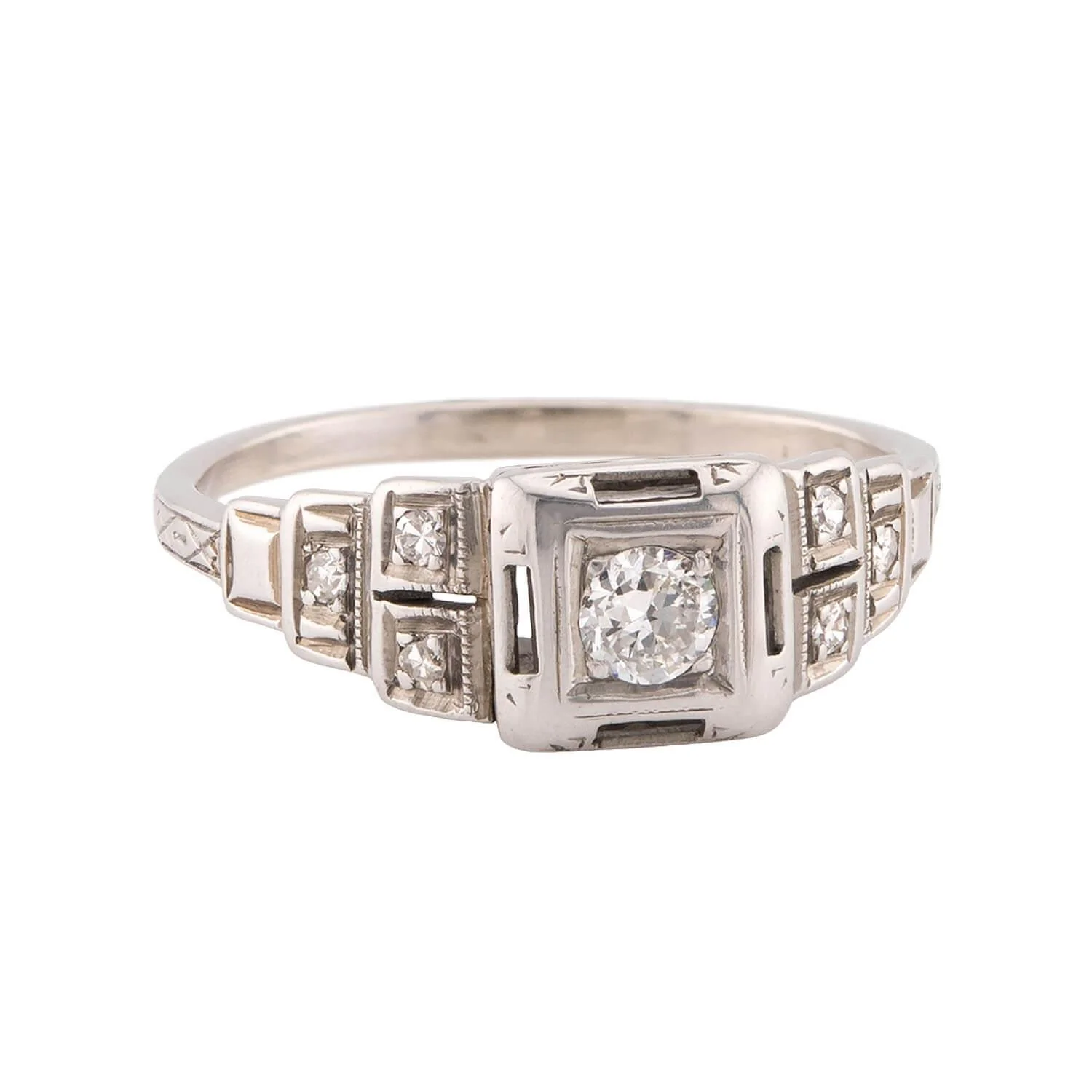 Art Deco 18k Diamond Engagement Ring .20ct - Image 2