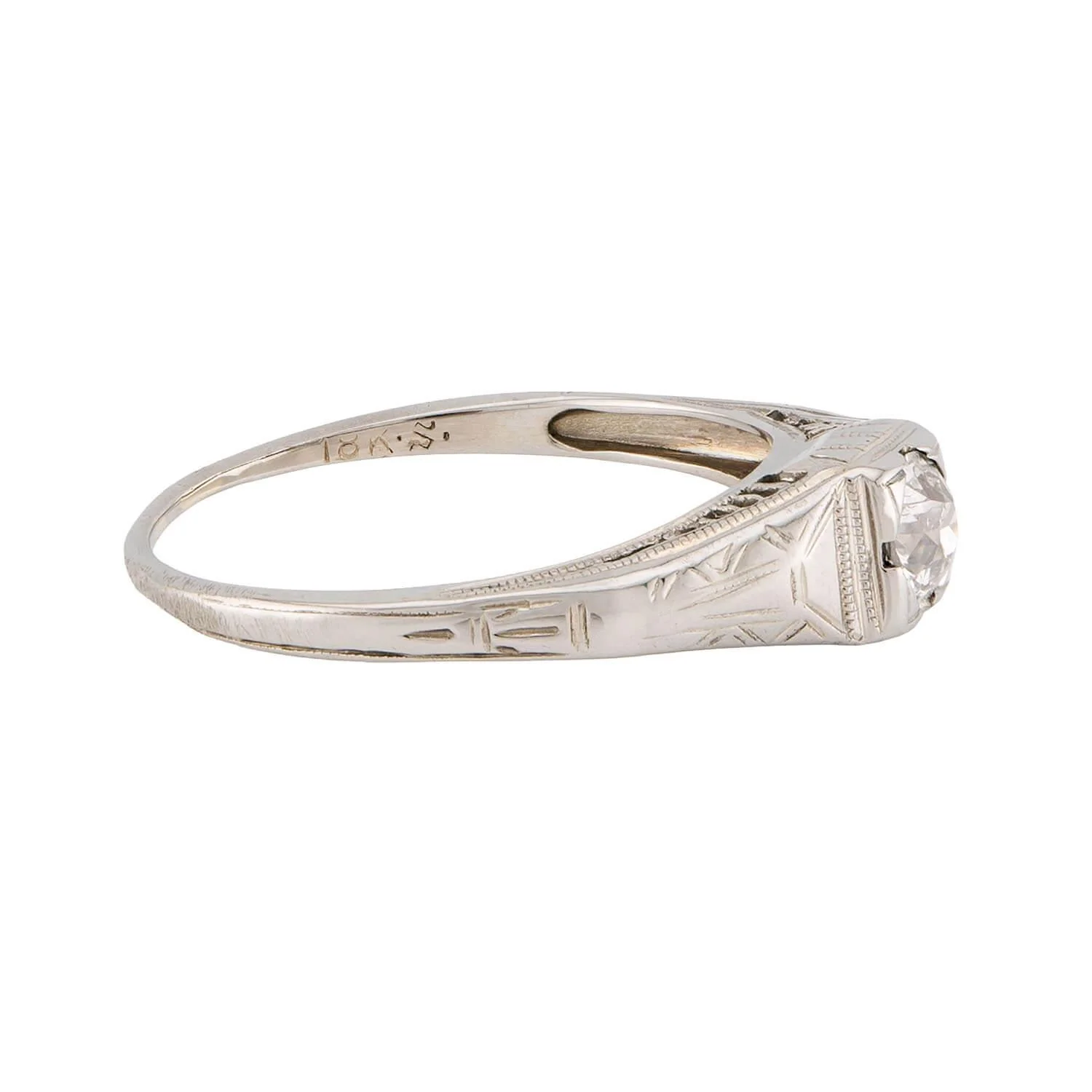 Art Deco 18k Diamond Engagement Ring .35ct - Image 3