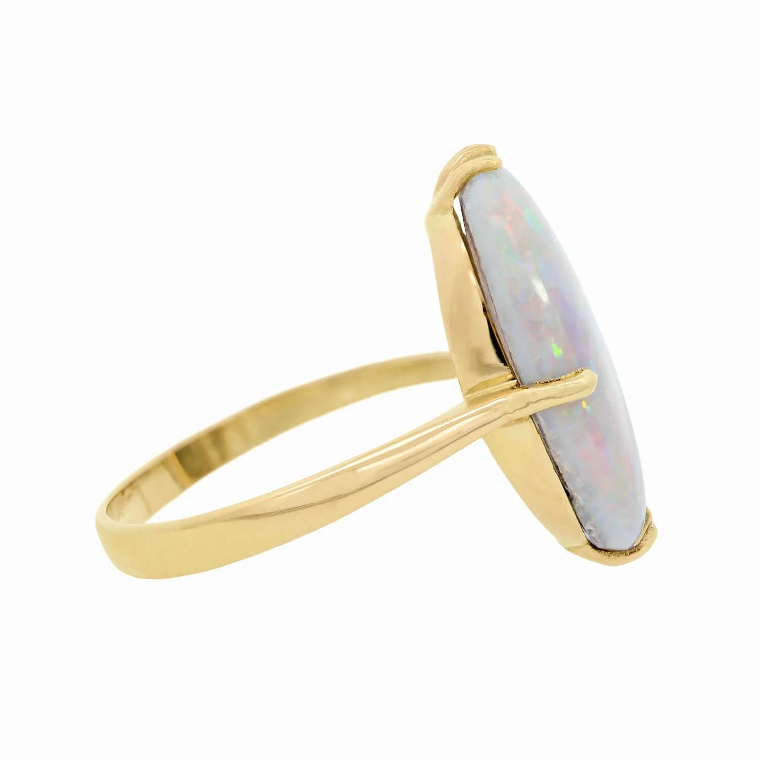 Art Deco 18k Lightening Ridge Dark Opal Ring - Image 3