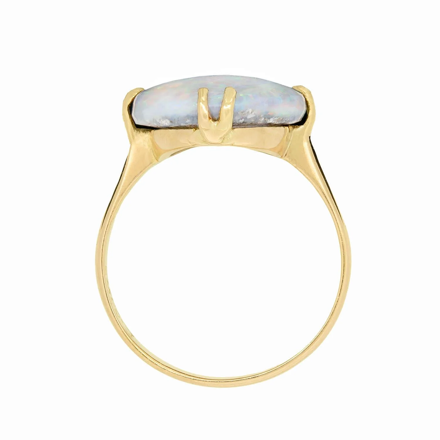 Art Deco 18k Lightening Ridge Dark Opal Ring - Image 4