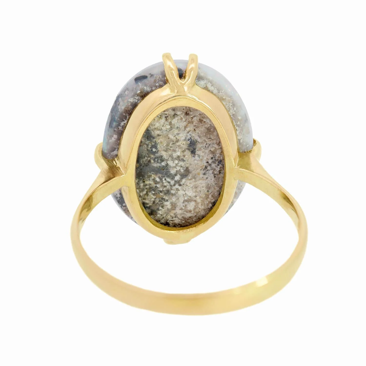 Art Deco 18k Lightening Ridge Dark Opal Ring - Image 5