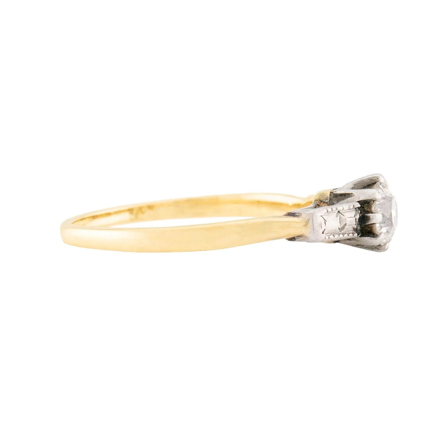 Art Deco 18k & Platinum Diamond Engagement Ring 0.38ct - Image 3