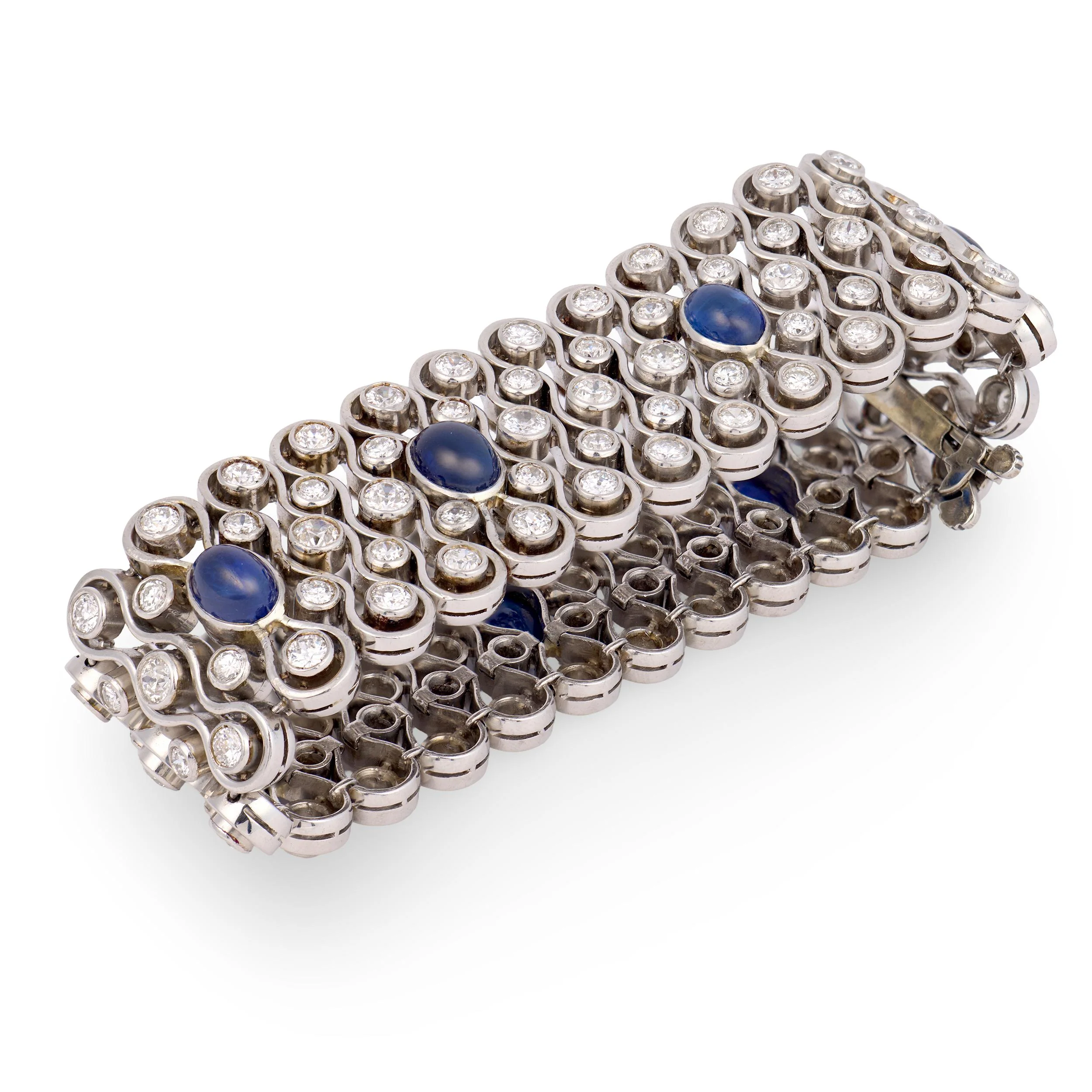 Art Deco 18k/Platinum Diamond 16ctw & Sapphire 10ctw Bracelet 90DWT - Image 2